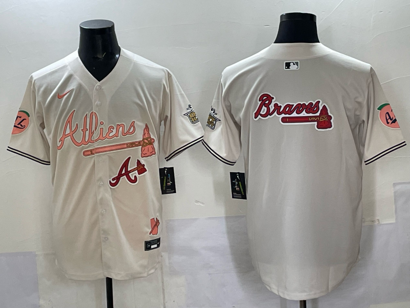 Men Atlanta Braves blank cream Nike 2025 MLB Jersey style 009